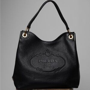 Prada Black Leather Tote Bag